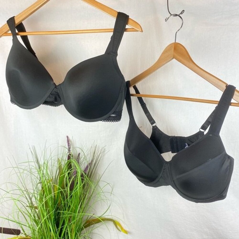 IZOD Set Of 2 Black Underwire Contour Bras 42 DD